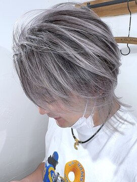 ブレイズヘアー(BLAZEhair) 【立体感デザイン】ホワイトバレイヤージュ×ブリーチ２回