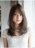 ミディアムレイヤー/ハッシュカット/ブラウン/シャギーカット