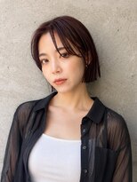 パール(PEAR+L)&nbsp;ボルドー × 切りっぱなしボブ