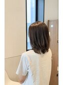 マロンカラーのミディアムスタイル