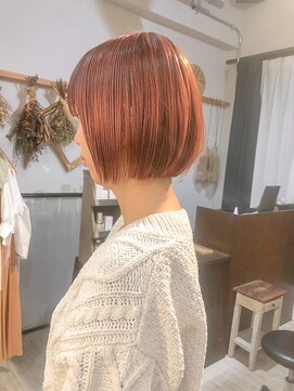 ヘアーアンドアトリエ マール(Hair&Atelier Marl) 【Marl】アプリコットオレンジのミニボブ♪