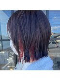 韓国風インナーカラーの前下がりボブ