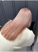 6186シルキーグレーベージュベビーピンク艶髪ハイトーンカラー