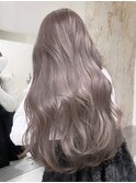 ラベンダーミルクティーフェミニンロンググレージュ韓国風巻き