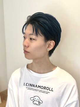 アリゲート ダイカンヤマ(Ari gate daikanyama) メンズセンターパートミディアムコンママッシュディープブルー