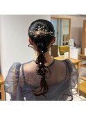 結婚式&ウエディングパーティー用編みおろしヘアアレンジ