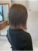 切りっぱなしボブ韓国顔周りレイヤーブリーチなしベージュカラー