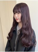 ブリーチなし　春カラー　ラベンダー　ワインレッドピンクカラー
