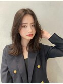 顔周りレイヤーカットくびれヘアミルクティーベージュカラー韓国
