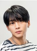 韓国ヘアニュアンスコンマバングセンターパートフェザーパーマ