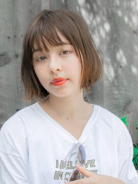 ルティア 池袋(Lutia) インナーカラーボブ シースルーバング