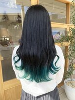 モカヘアー(mocha hair)&nbsp;裾カラー×グリーン