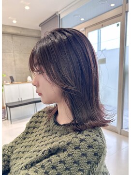 レヴ 草加店(LEV.) 切りっぱなしボブエアリーロング美髪ピンクブラウン 髪質改善