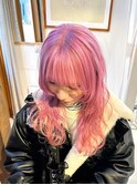 ピンクカラーパステルピンク暖色カラートリプルカラーブリーチ