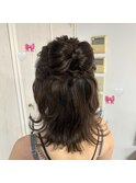 リボンハーフアップ