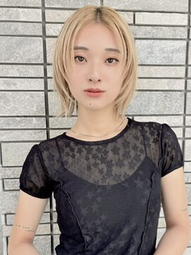 トルネード(TORNADO) 切りっぱなしボブ フェイスレイヤーブロンド透明感カラーt822