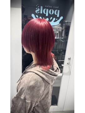 ポプルス(popls) ウルフカット/ショートウルフ/赤髪/ワインレッド