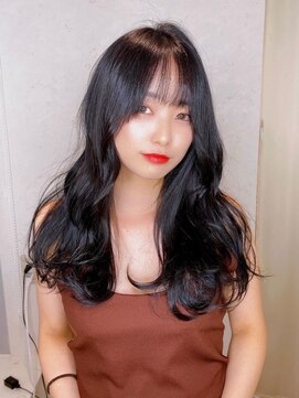 ニーフ 恵比寿(neaf) くびれヘアアプリコットオレンジハイライトカラー