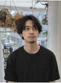 センターパート×シャドウパーマ