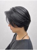 ビジネス◎ミディアムセンターパート×ニュアンスパーマ黒髪