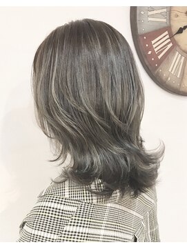 ブルー(BLUE) 【Blue】#グレージュ#ハイライト#ウルフレイヤー