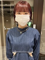 ラミエバイメルト 下北沢(lamie by melt)&nbsp;村上/チェリーレッド切りっぱなしボブワイドバングブリーチ