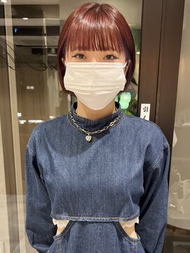 ラミエバイメルト 下北沢(lamie by melt) 村上/チェリーレッド切りっぱなしボブワイドバングブリーチ