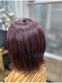 切りっぱなしボブ×チェリーレッド