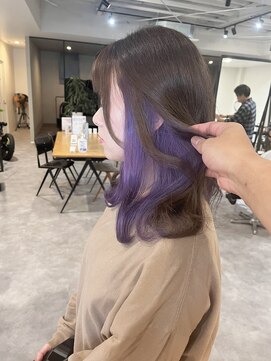 ナンバー(number+) 20代30代大人かわいいラベンダーパープルインナーカラー