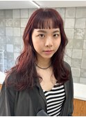 オン眉 レイヤー カシスカラー ワインレッド