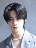 ニュアンスパーマ【センターパートウルフ】韓国メンズヘア