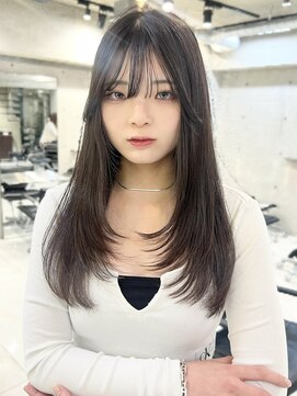 サイン 渋谷(SIGN) 韓国ヘアーハッシュカットレイヤーカットグレージュブリーチ無し