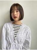 大人可愛い小顔似合わせカットブリーチなしショコラアッシュボブ