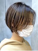 ダブルカラーショートボブインナーカラーハイライトケアブリーチ