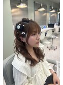編み込みハーフアップ