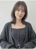 斜めバングくびれレイヤー前下がりボブブリーチなし夏カラー