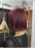 【ダブルカラー】きりっぱなしボブ×レッドブラウン♪