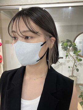 サンク 原宿 表参道(cinq) インナーカラーボブ前髪インナーバングカラー黒髪ホワイト韓国風