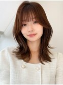 大人可愛い小顔前髪こなれカールチョコレートカラーブリーチなし
