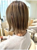 首も綺麗に見える【小顔ボブ】マロンベージュ/20代～50代