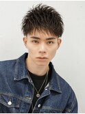 ツーブロック刈り上げビジネスアップバングショート就活短髪束感