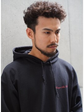 レジュアル(RESSUAL) スパイキーショートブルーブラックフェザーパーマサーフカール