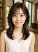 ★30代40代50代外ハネミディアムレイヤー髪質改善酸性ストレート