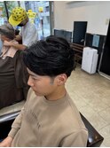 ブルーブラックフェザーパーマサーフカールニュアンスパーマ