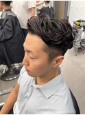 神保町ブルーブラック韓国マッシュセンターパートメンズパーマ