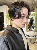 NUDE黒髪コンパクトショート ハンサムショート パーマショート