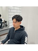 センターパートパーマ