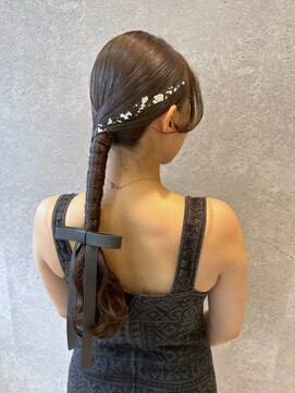 アース 三軒茶屋店(HAIR&MAKE EARTH) タイトアレンジ/ポニーテールアレンジ/銀箔/お呼ばれヘア