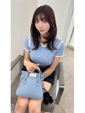 ヌイ 横浜(nui) カシスパープル_前髪マチルダボブピンクベージュ