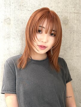 モニカ 栄店(MONIQA) 【オレンジブラウン】ブリーチデザインカラー
